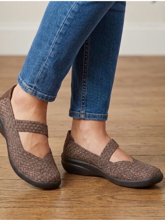 BareTraps Shoes - BareTraps Kassie Bronze Woven Mary Jane Style Slip-Ons - Size 9 - Excellent